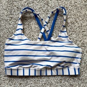 lululemon athletica Blue and White Striped Sports Bra